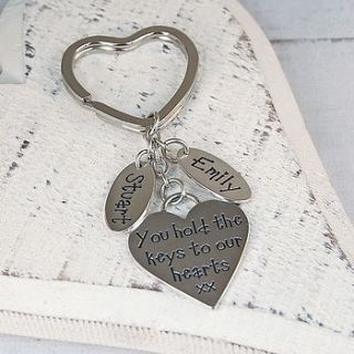 personalised silver heart key ring by indivijewels