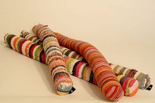 hand woven fabric draught excluder by exclusive roots