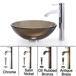 Kraus Bathroom Combo Set Clear Brown Glass Vessel Sink With Faucet