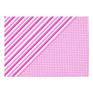 Chic Pink Modern Stripes Cute Polka Dots Pattern Custom Invite