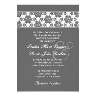 Silver Vintage Pattern Insert Wedding Monogram 206 Custom Invitation