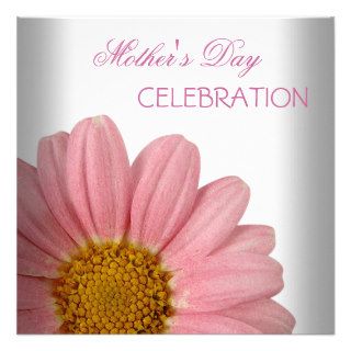 Mother's Day White Pink floral Flowers Personalized Invitations