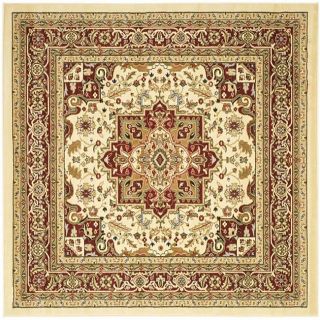 Lyndhurst Collection Ivory/red Oriental style Rug (8 Square)