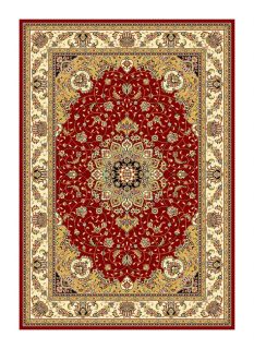 Lyndhurst Collection Traditional Red/ivory Rug (53 X 76)