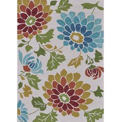 Hand hooked Coventry Ivory Floral Indoor/ Outdoor Rug (5 X 76)
