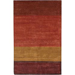 Hand knotted Mandara Striped Brown Wool Rug (5 X 76)