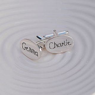 handmade personalised silver name cufflinks by indivijewels