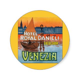 Venezia Hotel Royal Danieli Round Stickers