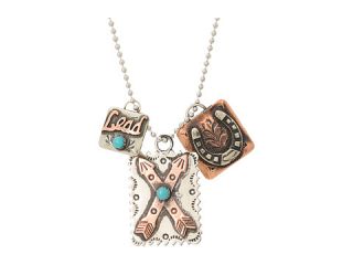 Gypsy SOULE 24 Crossing Arrows Hammered Square 3 Charm Necklace Silver