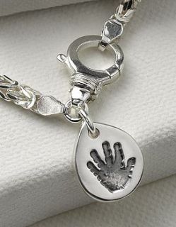 byzantine bracelet with personalised charm by touch on silver