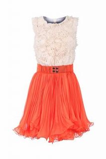 white and orange skater dress by jolie moi