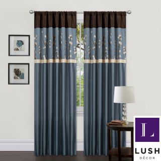 Lush Decor Blue/ Brown 84 inch Cocoa Blossom Curtain Panels (set Of 2)
