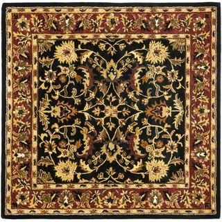 Handmade Heritage Heirloom Black/ Red Wool Rug (8 Square)