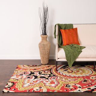 Hand hooked Charlotte Red/black Rug (5 X 76)
