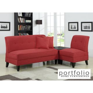 Portfolio Engle Sunset Red Linen 3 piece Sofa Set