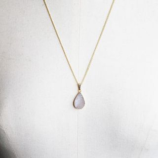 teardrop semi precious drusy mini pendant by decadorn
