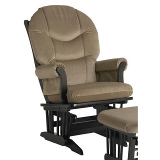 Dutailier Ultramotion Espresso Wood Glider With Light Brown Upholstery