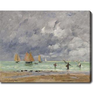 Eugene Boudin 'Fishers and Boats near Trouville' Oil on Canvas Art YGC Canvas