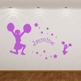 personalised cheerleading girls wall sticker by almo wall art
