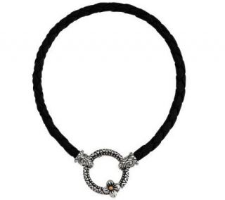 Barbara Bixby Sterling & 18K Braided Black Leather Bracelet —