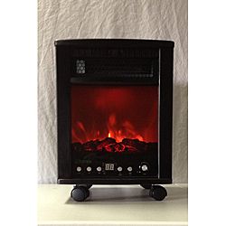 Energy Saver Infrared Dark Walnut Heater With Simulated Fireplace
