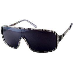 Airwalk Mens White Plaid Culprit Oversized Frame Sunglasses