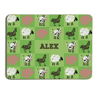 personalised large farmyard placemat by name art