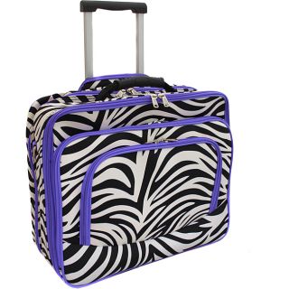 World Traveler Purple Trim Zebra Fashion Print Womens Rolling 17 inch Laptop Case