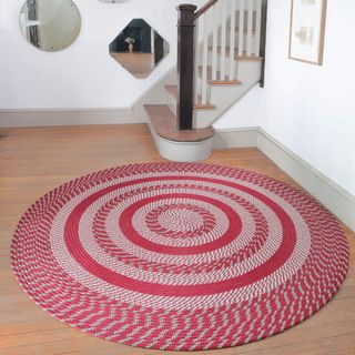 Middletown Barn Red/ Olive Braided Rug (8 Round)