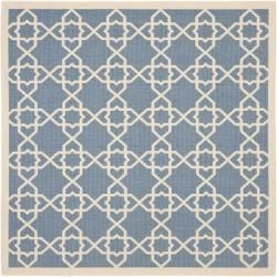 Blue/beige Indoor/outdoor Geometric Rug (67 Square)