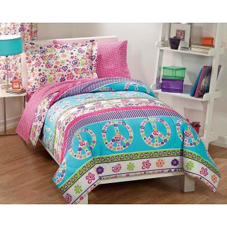 Chf Industries Peace And Love Plain Weave Printed 7 piece Full Size Bed In A Bag Multi Size Full