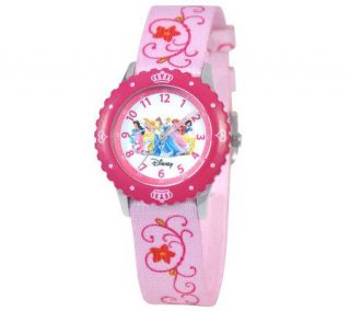 Disney Kids Princess Time Teacher Printed Fabric Band Watch —
