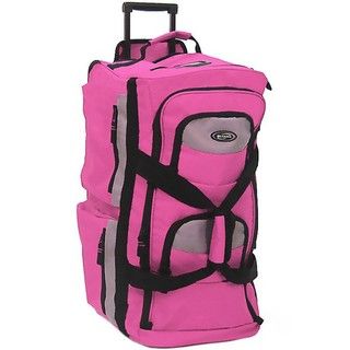 Olympia 22 inch Hot Pink 8 pocket Carry On Rolling Duffel Olympia Rolling Duffels