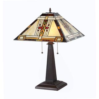 Tiffany Style Mission Design 2 light Tan Table Lamp Tiffany Style