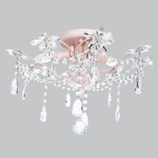 Jubilee Collection 77006 Crystal Flower   Three Light Flush Mount, Pink Finish with Clear Crystal   Ceiling Pendant Fixtures  