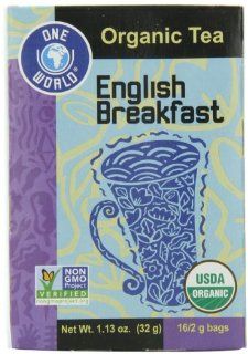 One World English Breakfast Tea, 16   2 g Tea Bags, (Pack of 6)  Black Teas  Grocery & Gourmet Food
