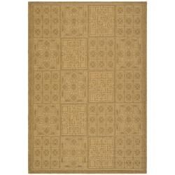 Indoor/outdoor Gold/natural Geometric Pattern Rug (53 X 77)