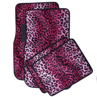 Oxgord Velour / Plush Safari Pink Cheetah / Leopard Car Floor Mats (set Of 4)