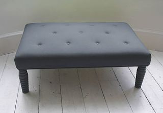 grey wool footstool with surface buttons by daisy and delilah