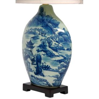 Oriental Furniture Landscape Moon Vase Table Lamp