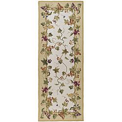 Hand hooked Flora Ivory Wool Rug (3 X 8)