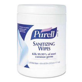 Sanitizing Hand Wipes, 6 X 6 3/4", White, 270 Wipes/Canister 