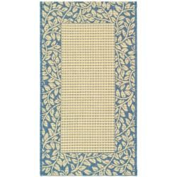Poolside Contemporary Natural/ Blue Indoor/ Outdoor Rug (2 X 37)