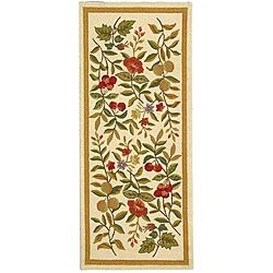 Hand hooked Garden Ivory Wool Runner (26 X 6)