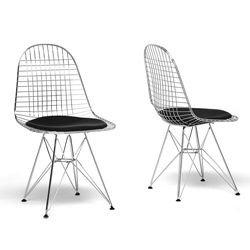 Avery Mid century Wire Chair With Black Cushion (set Of 2)