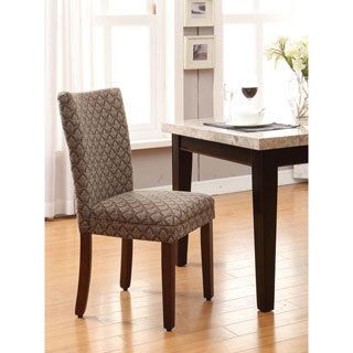 Modern Parson Blue/ Chocolate Damask Diamond Fabric Dining Chair