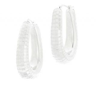 UltraFine Silver 1 1/2 Diamond Cut Graduated Oval Hoop Earrings —