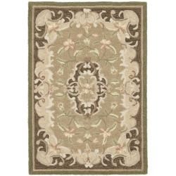 Simply Clean Aubusson Hand hooked Beige/ Brown Rug (2 X 3)