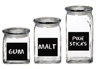 Instant Chalkboard 2x2 Square Labels   15  Glass Cannisters 