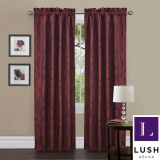 Lush Decor Flower Texture Red 84 inch Curtain Panel Pair